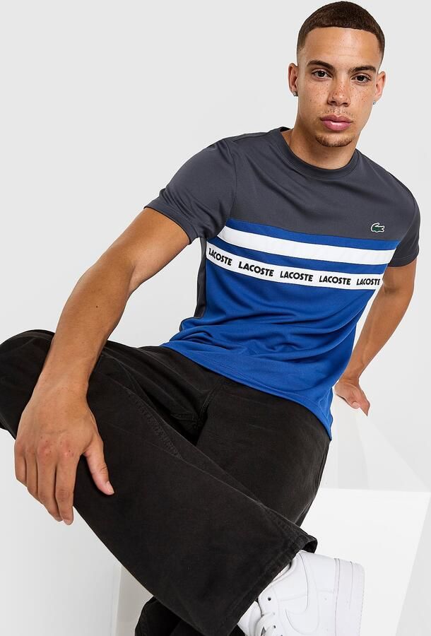 Lacoste Tape Colour Block T-Shirt Grijs- Heren Grijs
