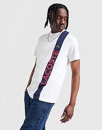 Lacoste Vertical Colour Block Wordmark T-Shirt White- Heren White