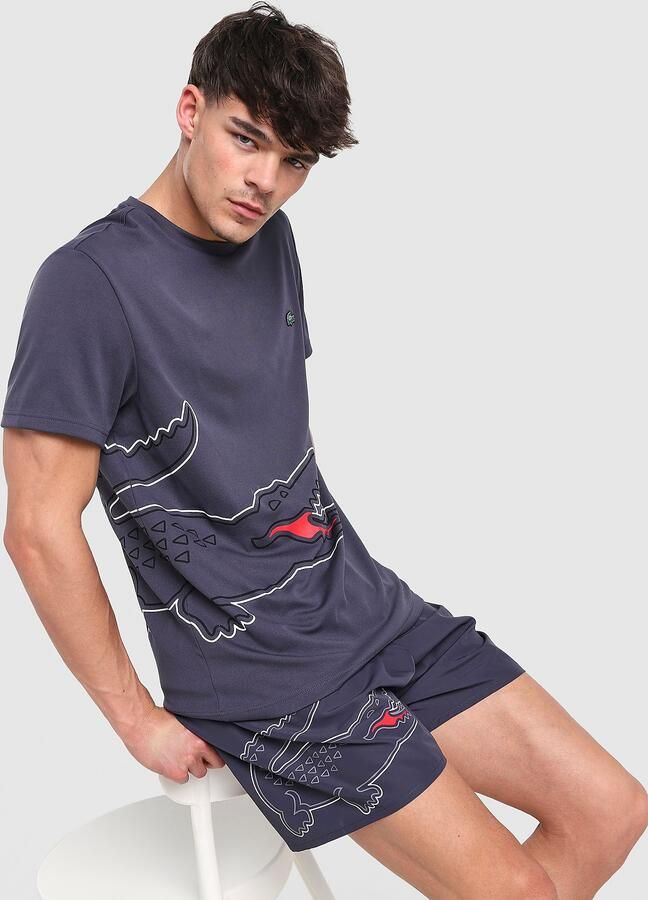 Lacoste Wrap Croc T-Shirt Blauw- Heren Blauw