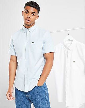 Lacoste Short Sleeve Woven Shirt Blue- Heren