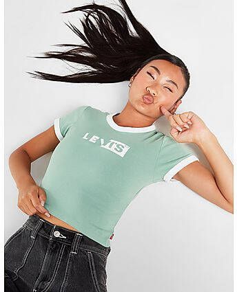 Levis LEVI'S Graphic Ringer Slim T-Shirt Green- Dames