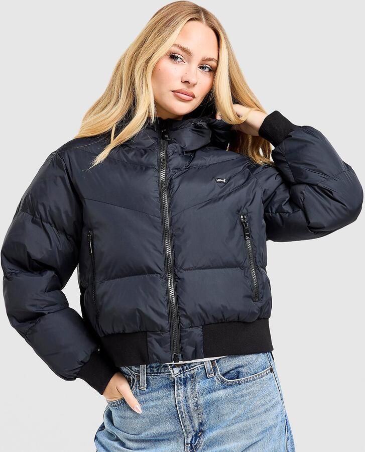 Levis LEVI'S Crop Puffer Jacket Zwart- Dames Zwart