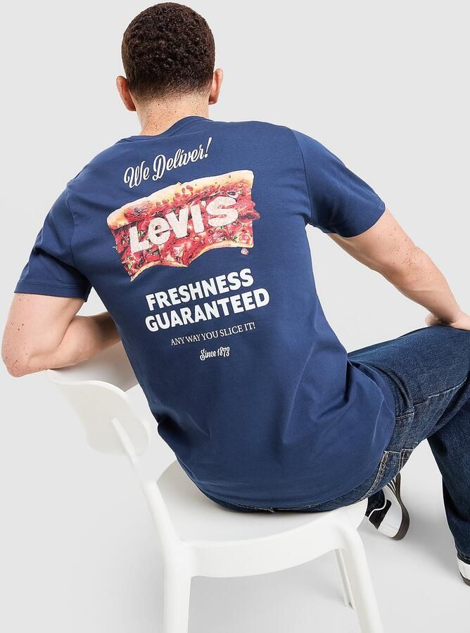 Levis LEVI'S Pizza Graphic T-Shirt Donker Blauw- Heren Donker Blauw