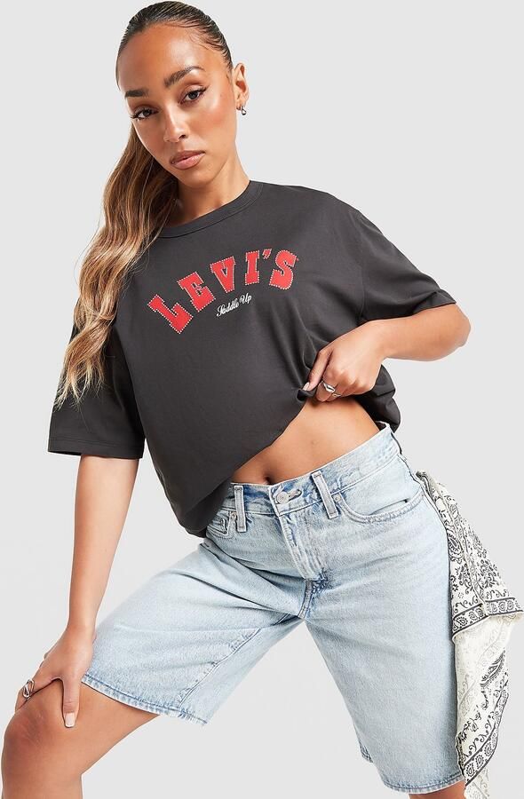 Levis LEVI'S Saddle Up T-Shirt Zwart- Dames Zwart