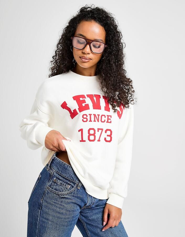 Levis LEVI'S Sport Logo Crew Sweatshirt Wit- Dames Wit