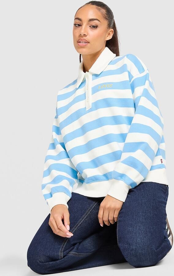 Levis LEVI'S Stripe Rugby Fleece Sweatshirt Blauw- Dames Blauw