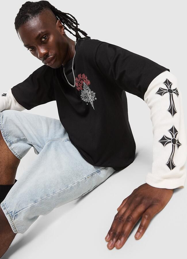 Lorenzo Atlas Long Sleeve T-Shirt Zwart- Heren Zwart