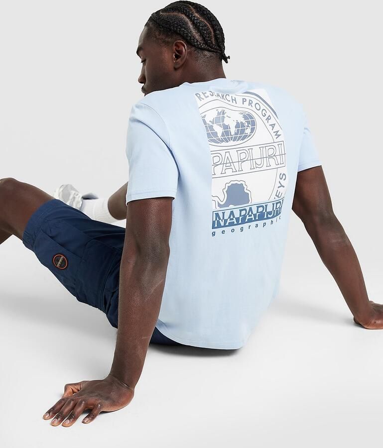 Napapijri Bollo Back Box Graphic T-Shirt Blauw- Heren Blauw