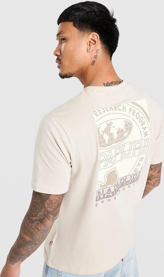 Napapijri Bollo Back Box Graphic T-Shirt Bruin- Heren Bruin