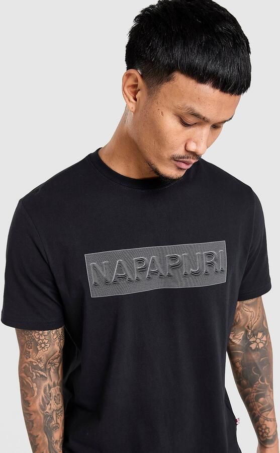 Napapijri Box Wave Graphic T-Shirt Zwart- Heren Zwart