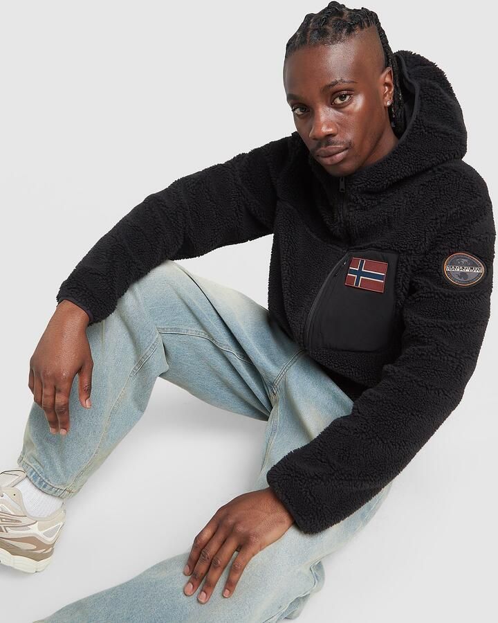 Napapijri Volres Polar Fleece Jacket Zwart- Heren Zwart