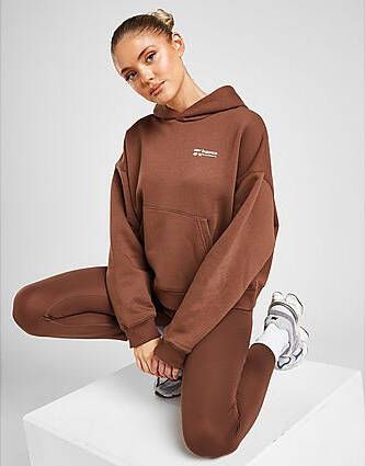 New Balance Linear Heritage Small Logo Hoodie Brown- Dames
