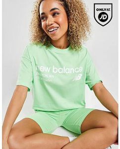 New Balance Logo Boyfriend T-Shirt Green- Dames