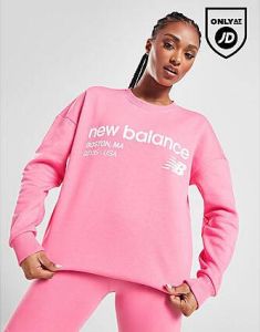 New Balance Logo Crew Sweatshirt Pink- Dames