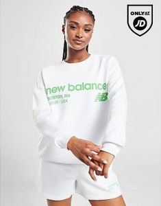 New Balance Logo Crew Sweatshirt White- Dames