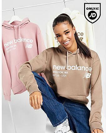 New Balance Logo Hoodie Brown- Dames