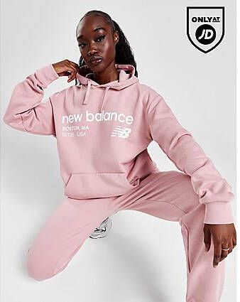 New Balance Logo Hoodie Pink- Dames