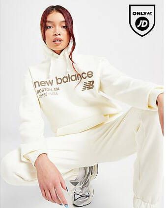 New Balance Logo Hoodie White- Dames