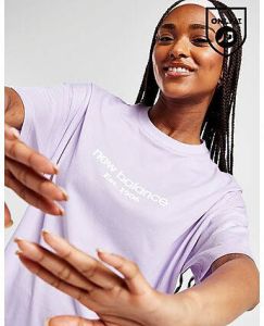 New Balance Logo Short Sleeve Boyfriend T-Shirt Purple- Dames