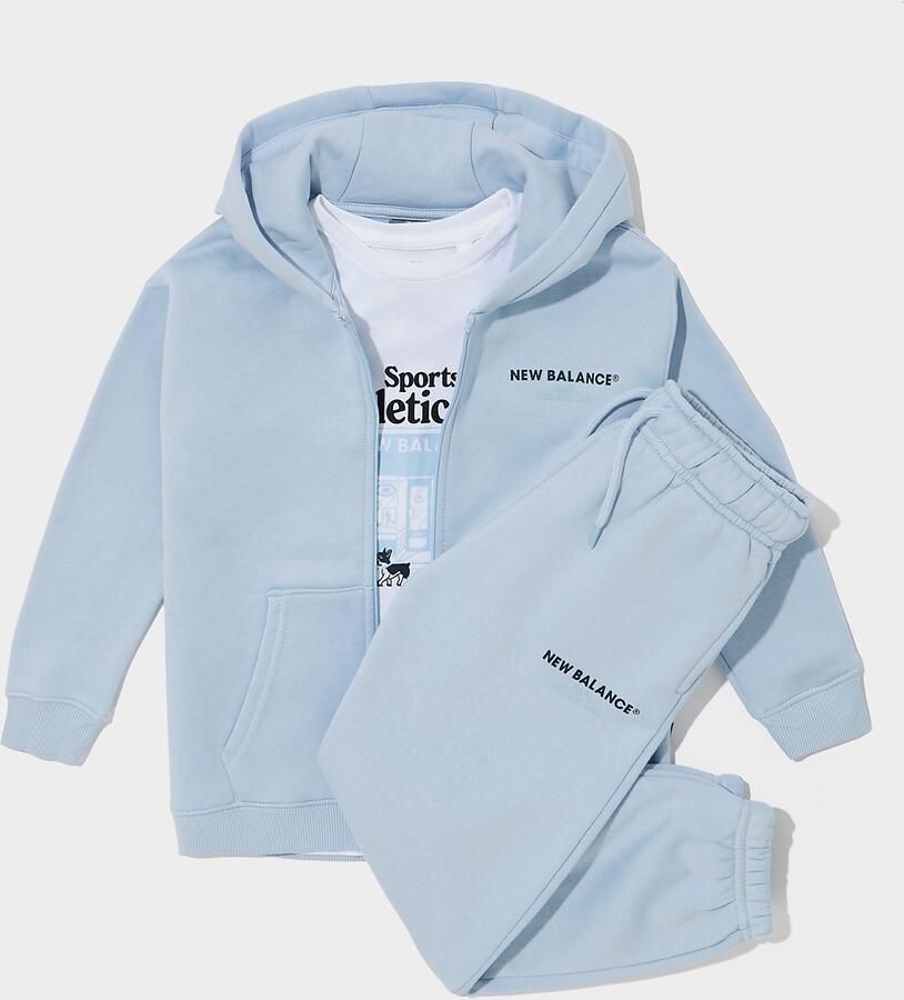New Balance 3-Piece Athletic Club Full Zip Set Blauw Kind Blauw
