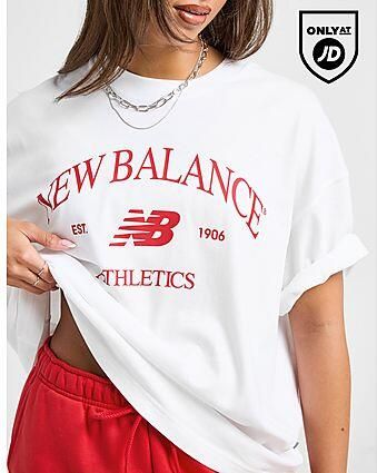 New Balance Athletics Boyfriend T-Shirt White- Dames White