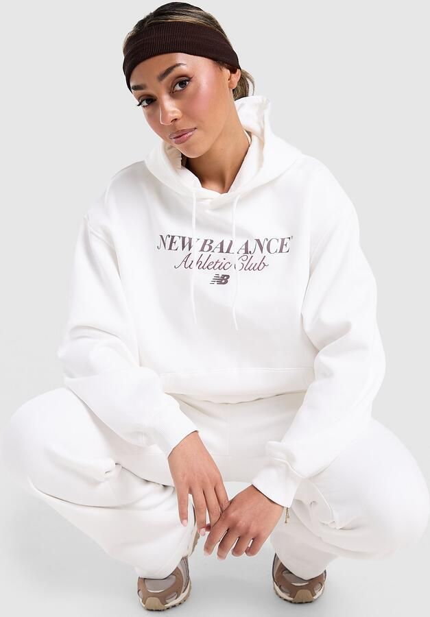 New Balance Athletics Club Hoodie Wit- Dames Wit