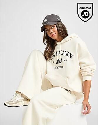 New Balance Athletics Overhead Hoodie White- Dames White