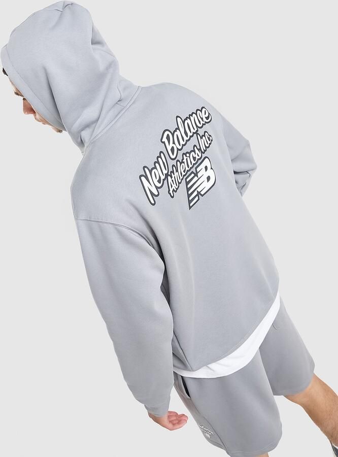 New Balance Back Graphic Script Hoodie Grijs- Heren Grijs