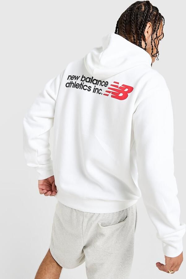 New Balance Back Logo Hoodie Wit- Heren Wit