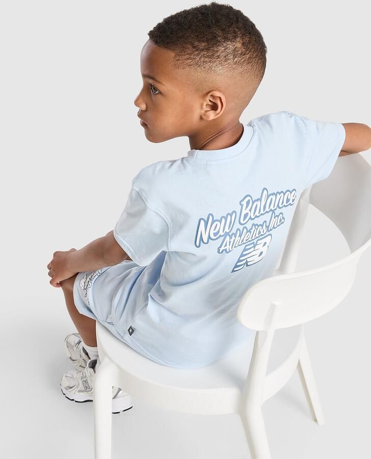 New Balance Bubble T-Shirt Shorts Set Children Blauw