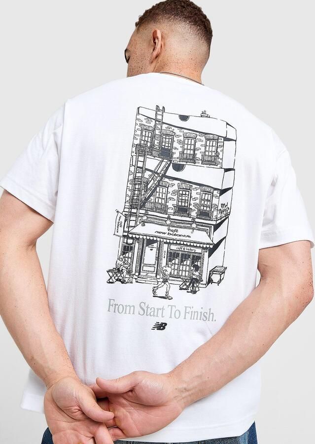 New Balance Cafe T-Shirt Wit- Heren Wit