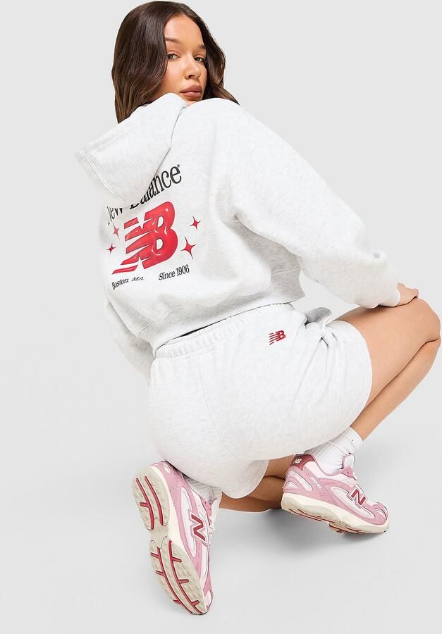 New Balance Chrome Cropped Full Zip Hoodie Grijs- Dames Grijs