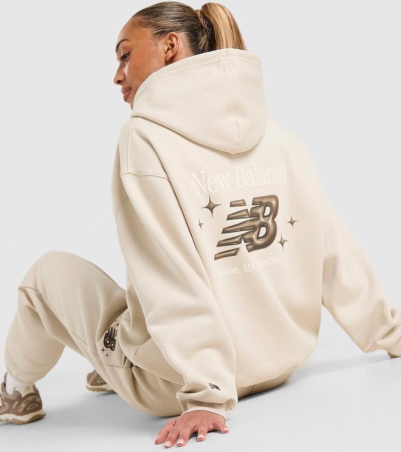 New Balance Chrome Overhead Hoodie Beige- Dames Beige