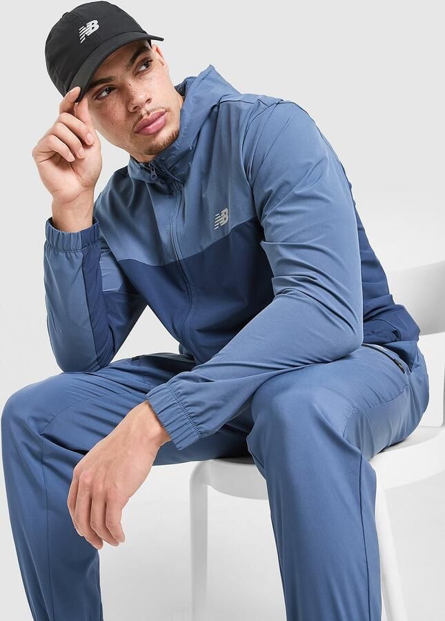 New Balance Colour Block Woven Jacket Blauw- Heren Blauw