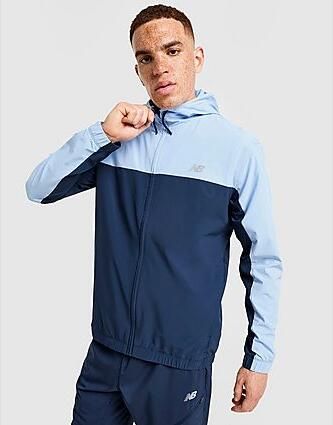 New Balance Colour Block Woven Jacket Blue- Heren Blue