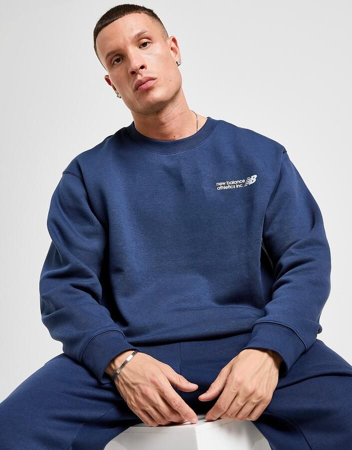 New Balance Core Logo Crew Sweatshirt Blauw- Heren Blauw