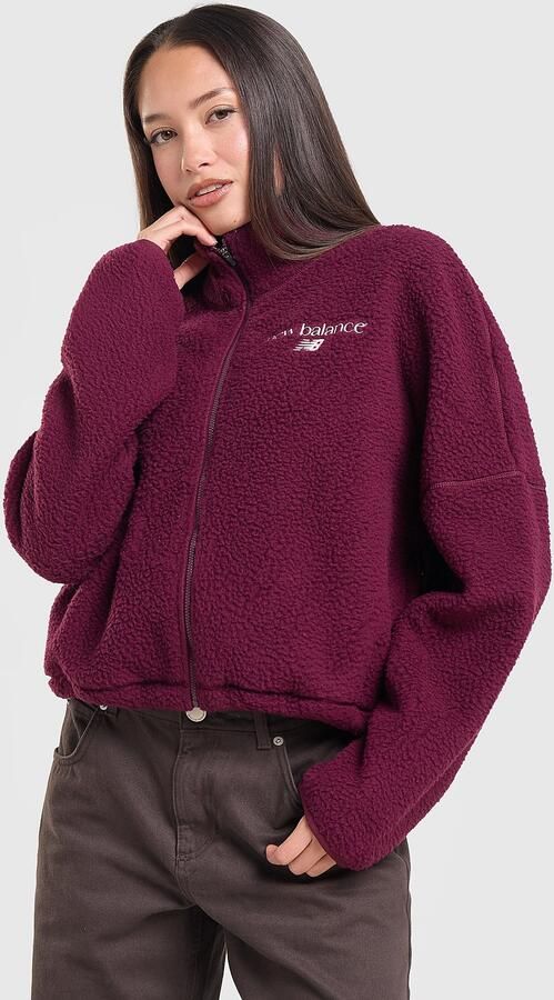 New Balance Cropped Full Zip Polar Fleece Sweatshirt Rood- Dames Rood