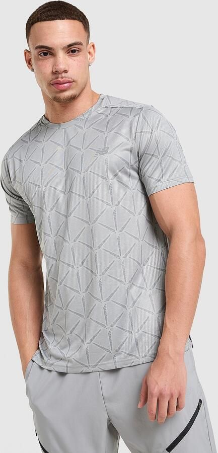 New Balance Essential All Over Print T-Shirt Grijs- Heren Grijs