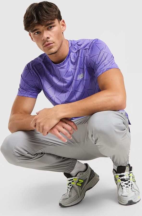 New Balance Essential All Over Print T-Shirt Paars- Heren Paars