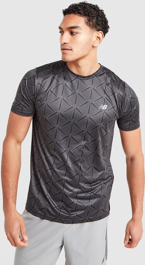 New Balance Essential All Over Print T-Shirt Zwart- Heren Zwart