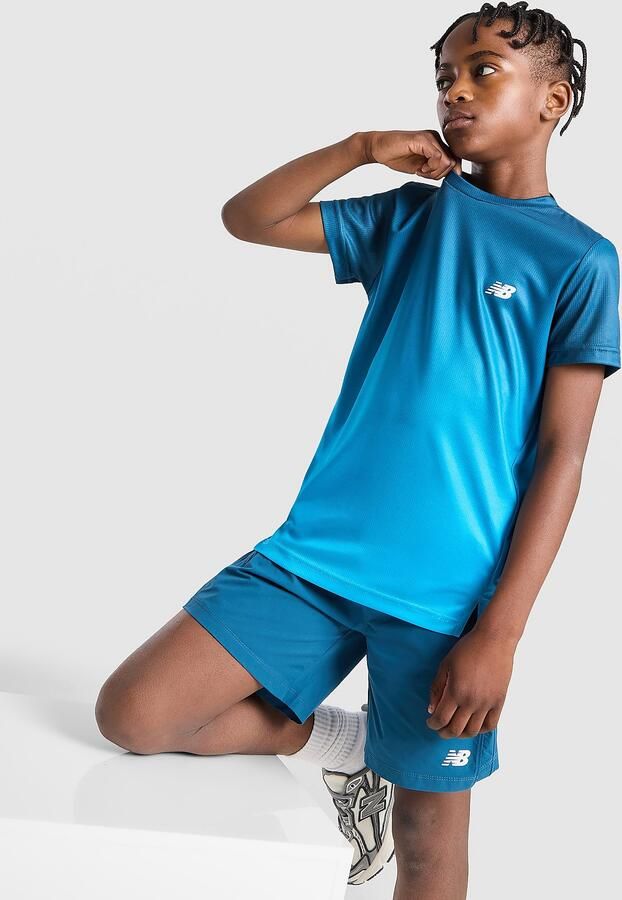 New Balance Fade Poly T-Shirt Junior Blauw Kind Blauw