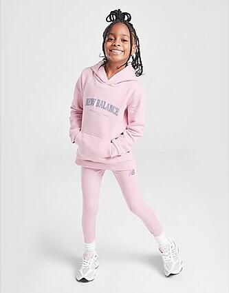 New Balance ' Arch Logo Hoodie Leggings Set Children Pink
