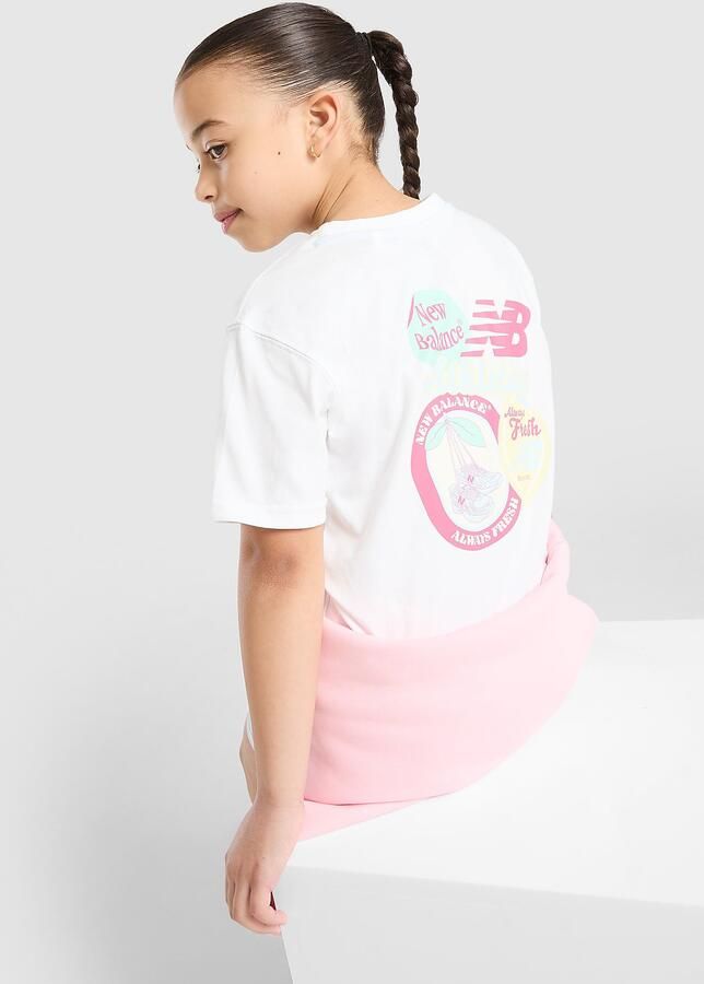New Balance ' Sticker T-Shirt Shorts Set Children Roze Kind Roze