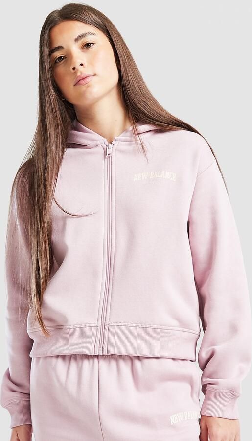 New Balance ' Varsity Full Zip Hoodie Junior Roze Kind Roze