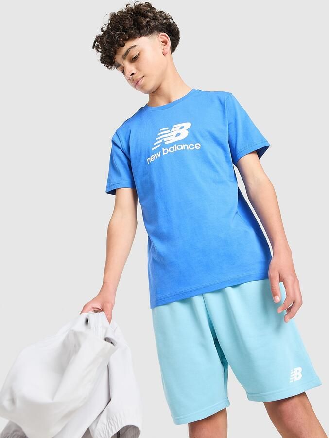 New Balance Large Logo T-Shirt Shorts Set Junior Blauw Kind Blauw