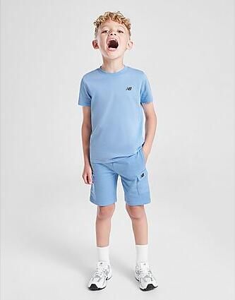 New Balance Linear T-Shirt Shorts Set Children Blue