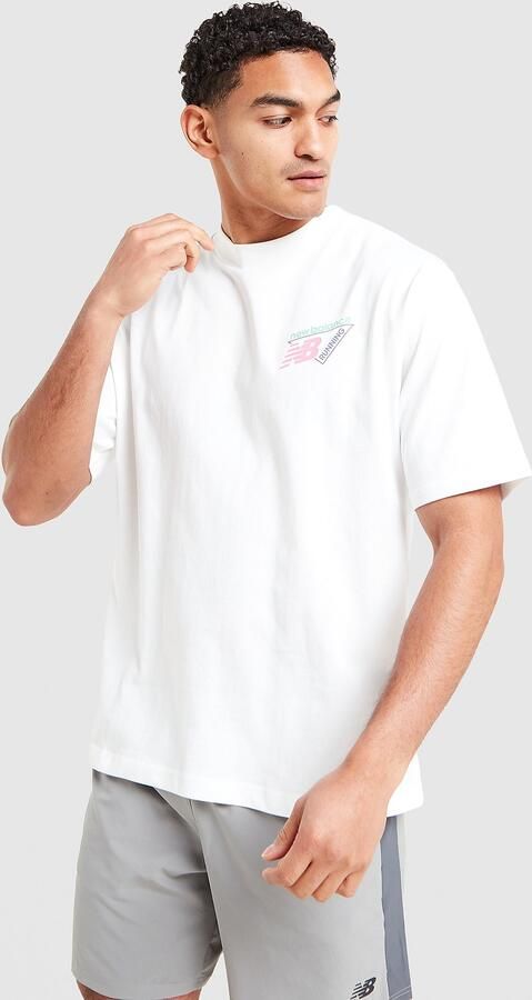 New Balance Neon Back Hit T-Shirt Wit- Heren Wit