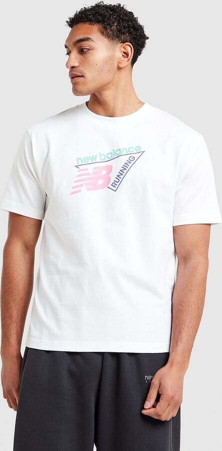 New Balance Neon Large Logo T-Shirt Wit- Heren Wit