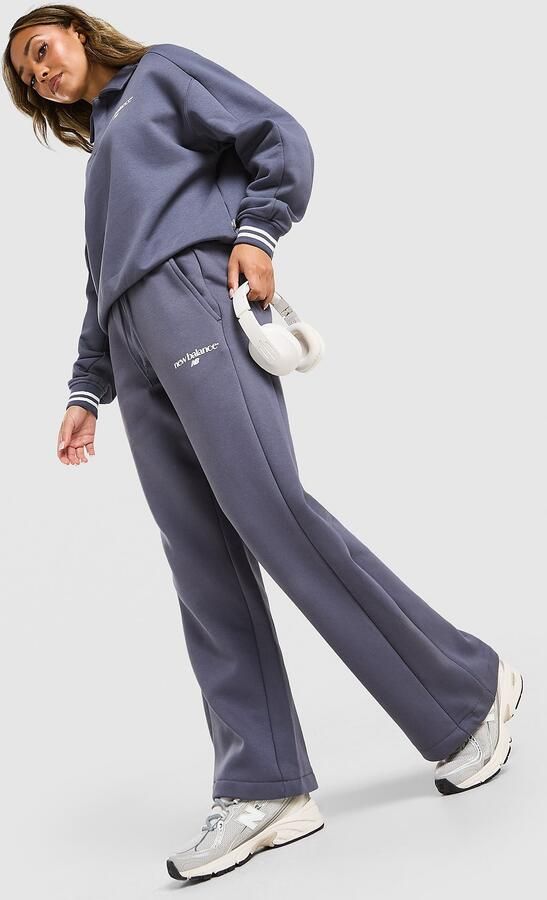 New Balance Ribbed Wide Leg Joggers Blauw- Dames Blauw