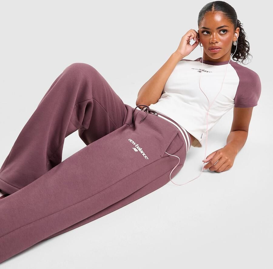 New Balance Ribbed Wide Leg Joggers Rood- Dames Rood